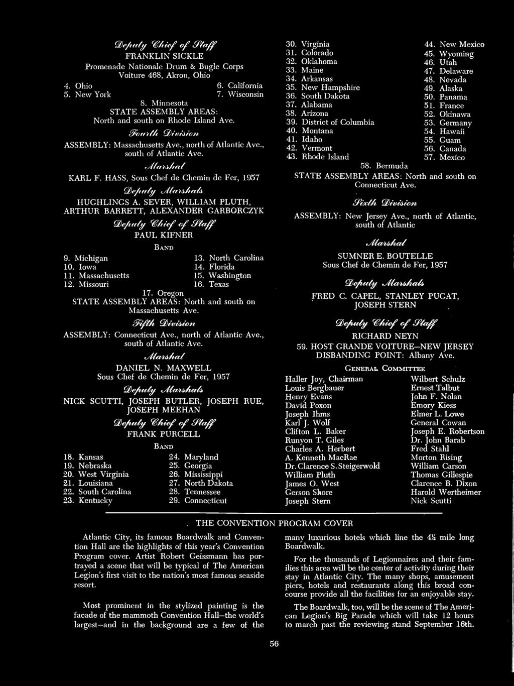 yttai^aa/ MAXWELL Sous Chef de Chemin de Fer, 1957 NICK SCUTTI, JOSEPH BUTLER, JOSEPH RUE, JOSEPH MEEHAN 18. Kansas 19. Nebraska 20. West Virginia 21. Louiana 22. South Carolina 23.