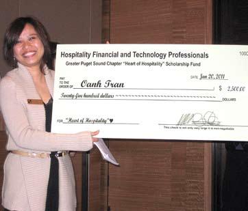 Native American Drum Circle January 28 Scholarship Recipient Bachelor of Applied Science (BAS) in Hospitality Management student Oanh Tran received a $2500 Heart of Hospitality scholarship awarded by