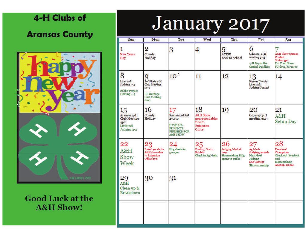 4-H Aransas County upcoming events