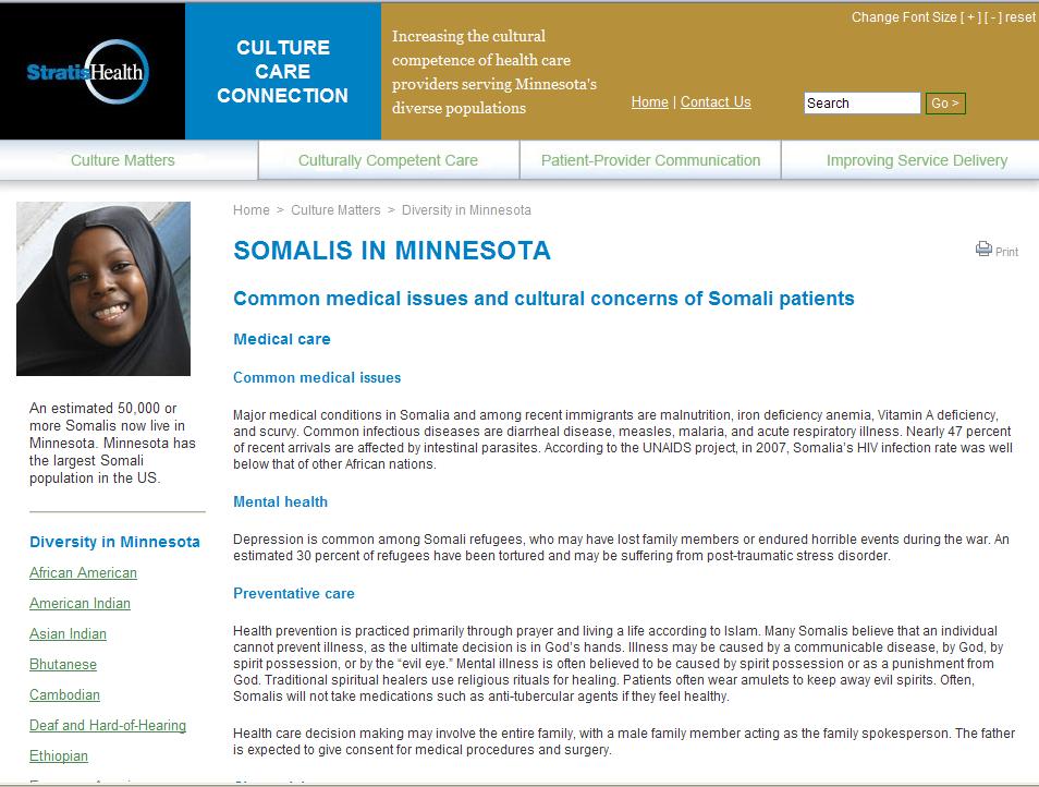 Culture Care Connection Resources for East African Community Culture Care Connection a UCare-funded online resource with demographic and cultural information to help providers deliver culturally