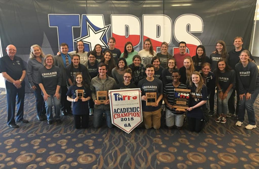 Academic Competition TAPPS Academic, Speech, and Debate State Championship 2018 6A State Overall State Champions, Speech Champions, Debate Champions 2018 Virginia Worth Top Speaker Award Individual