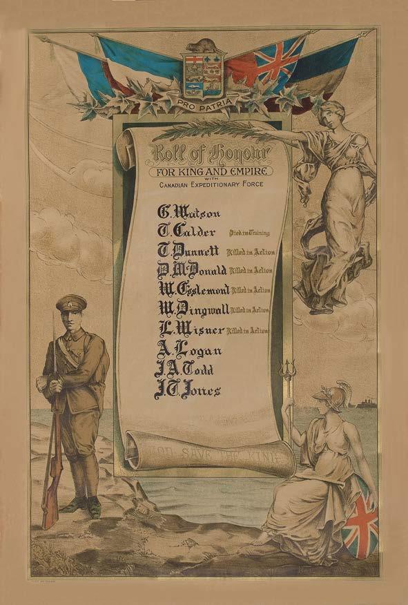 There is very little information on the document, but it does state Pro Patria Roll of Honour for King and Empire with Canadian Expeditionary Force.
