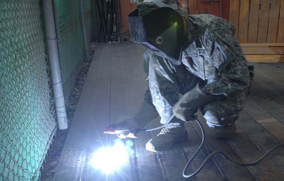U.S. Army Staff Sgt. Kurtis Pitts an All Wheeled Vehicle Maintainer (MOS 91B) from Headquarters and Headquarters Company 10th Psychological Operations Battalion out of St.
