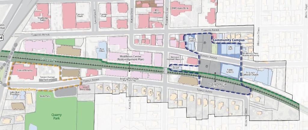 BACKGROUND The Middleton Common Council has approved funding in 2019 for a Community Campus Plan for downtown Middleton. The planning area encompasses downtown Middleton, as shown in the map below.