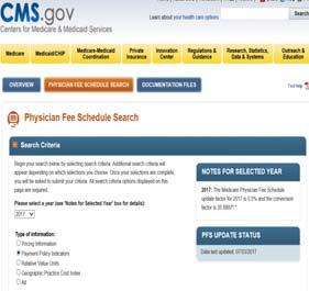 1. Use Google to search Physician Fee Schedule Search