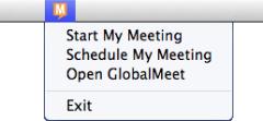 Just click the message and GlobalMeet signs you in to your meeting and displays the Audio Controls.