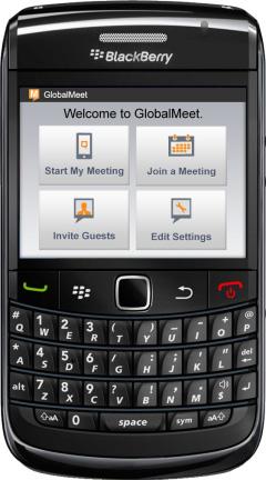GLOBALMEET FOR BLACKBERRY HOST A MEETING GLOBALMEET HOME SCREEN There are four options on the home screen. 1.