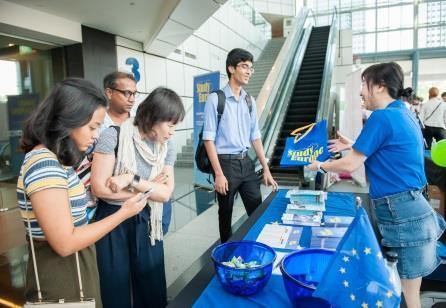 Several Singaporean students helped participating countries by sharing