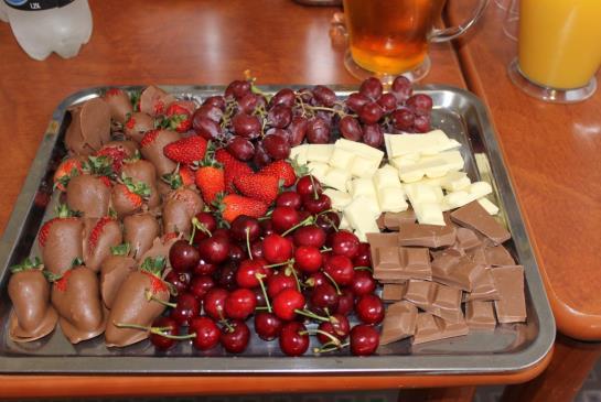 Residents enjoyed a glass of champagne with platters of cheese, biscuits,fruit and