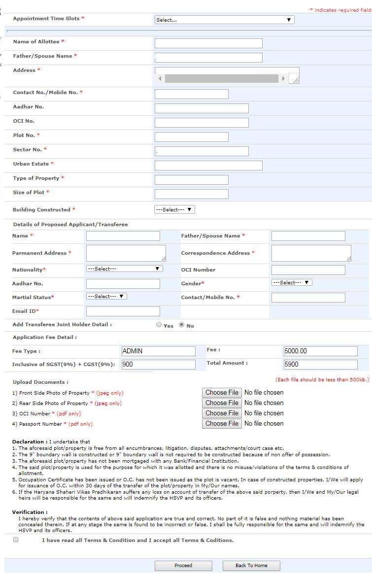 Fill Details of Trasnsferee Upload Documents