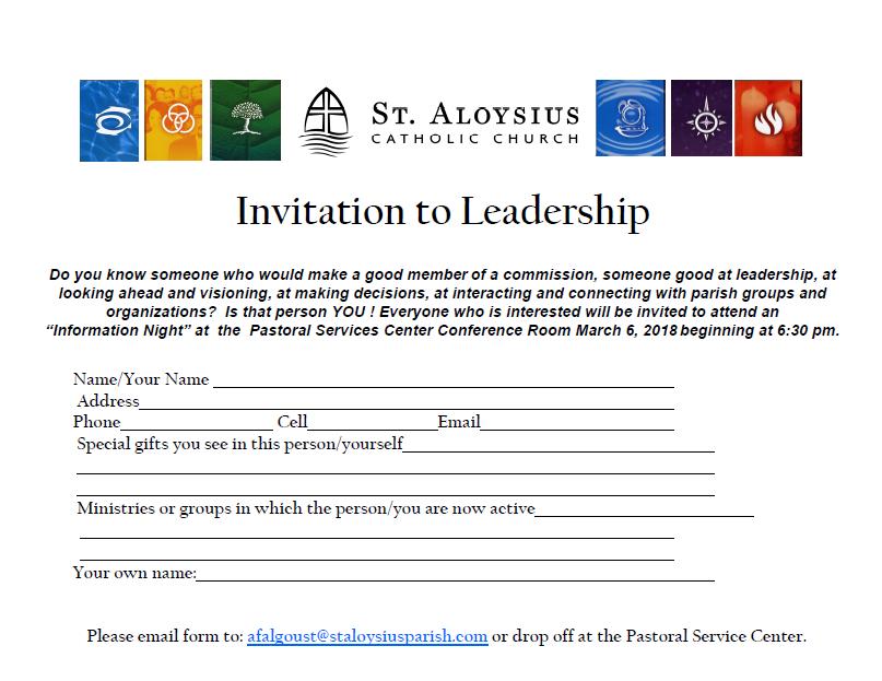 Please email form to: afalgoust@staloysiusparish.com or drop off at the Pastoral Service Center.