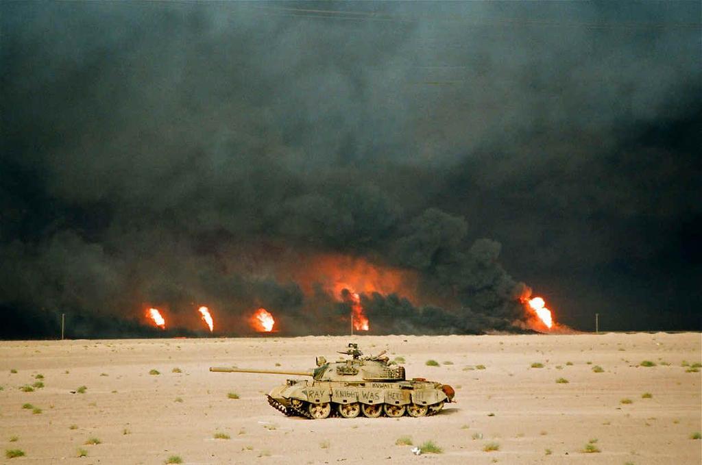 The retreating Iraqi Army set fire to all of Kuwait s