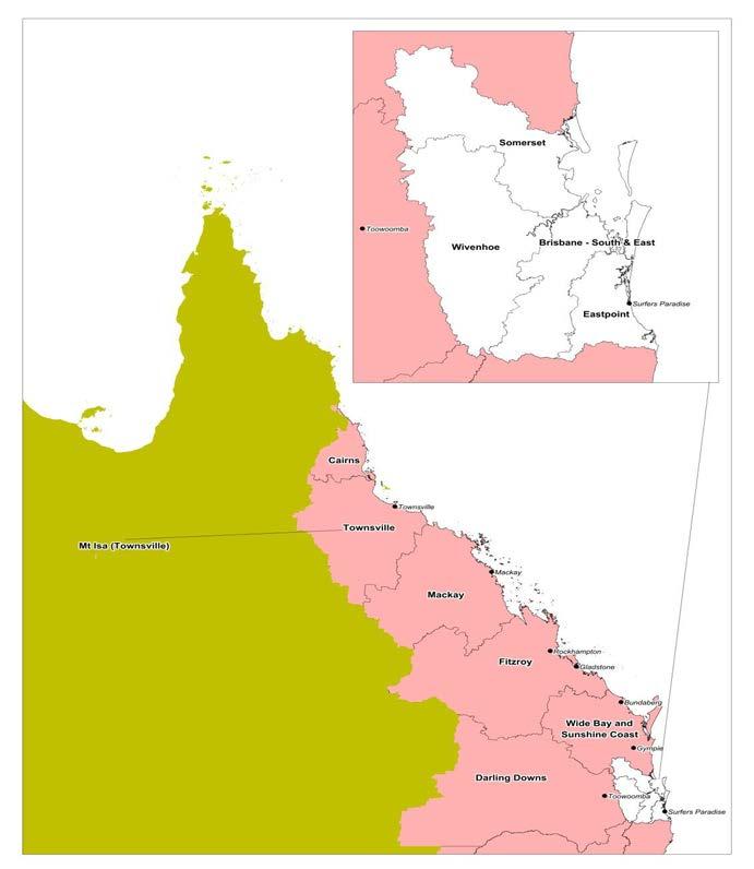 10 Regions in QLD Cairns Townsville Mackay Fitzroy (Rockhampton / Gladstone) Wide Bay & Sunshine Coast Darling Downs Somerset