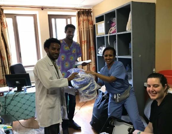 April 2018: HANDS team members, Eskedar and Andrea, donating vital neonatal equipment to Felege Hiwot Hospital NICU staff April 2018: Dr. DiFazio and Dr.