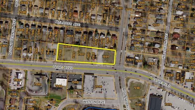 parcels at the northwest corner of Olive and Midland boulevards. See map below.