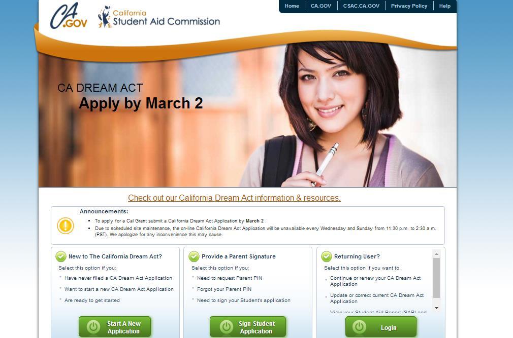 Dream Act (student w/ no social #) For