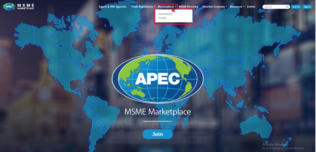 MARKETPLACES The Marketplace facilitates the gathering of MSMEs from 21 member economies to network, to find business