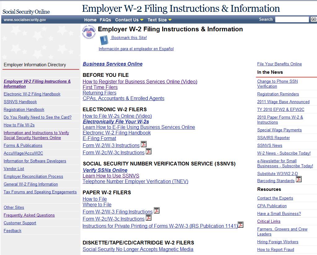 SSA Employer Page www.