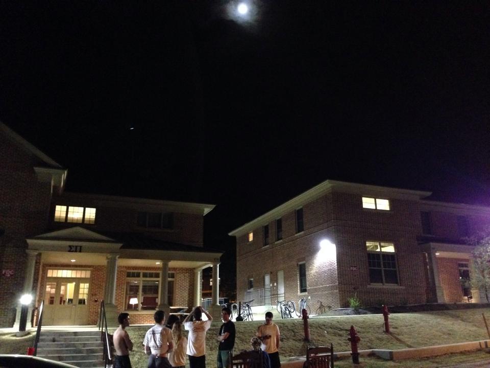 Sigma Pi Brothers try to catch the lunar eclipse outside the chapter house. Recruitment Spring 2014: We had a very successful rush this spring, initiating our Alpha Pi Pledge Class of 7 neophytes.
