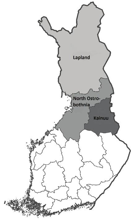Picture 2: Location of provinces in North Finland Table 3 presents the size classes and turnover of enterprises in 2015 in North Finland.