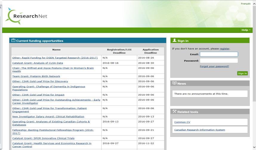 Application Platforms Research Portal CGS-M NSERC Online