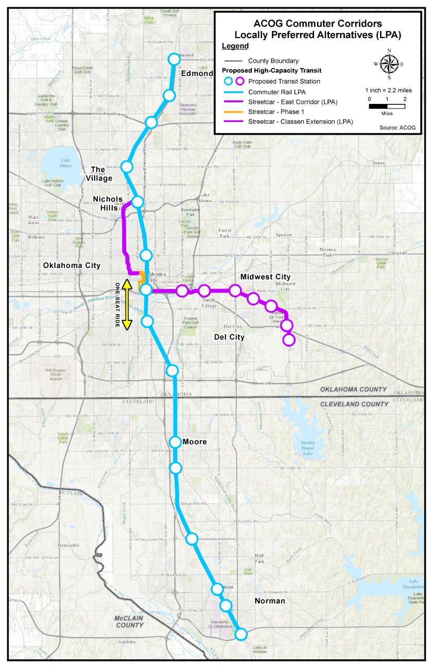 REGIONAL TRANSIT AUTHORITY (RTA) Initiative to advance regional transit in Central Oklahoma Features - Santa Fe Station - Direct connection between Edmond and Norman - Streetcar to Midwest City