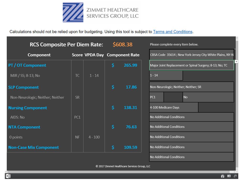 Simplified examples using 2017 NYC rates RCS rate simulator available at zhealthcare.