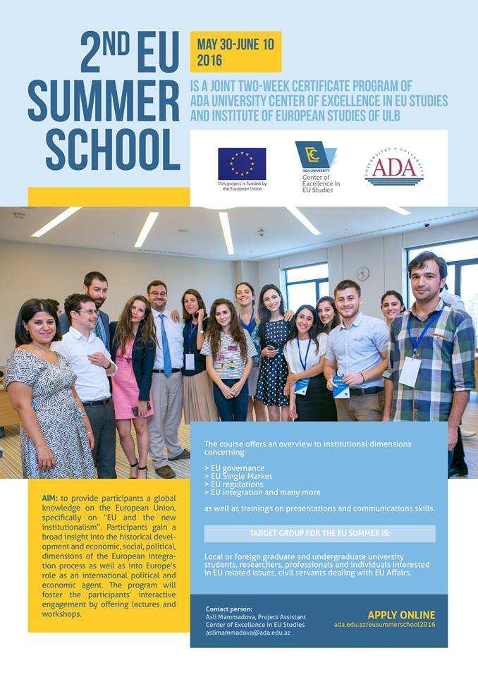 3 EDUCATION New Project for Schools. The Centre of Excellence in EU Studies, ADA University organized EU info sessions for schoolchildren of the 1st-3rd and 10th-11th grades.