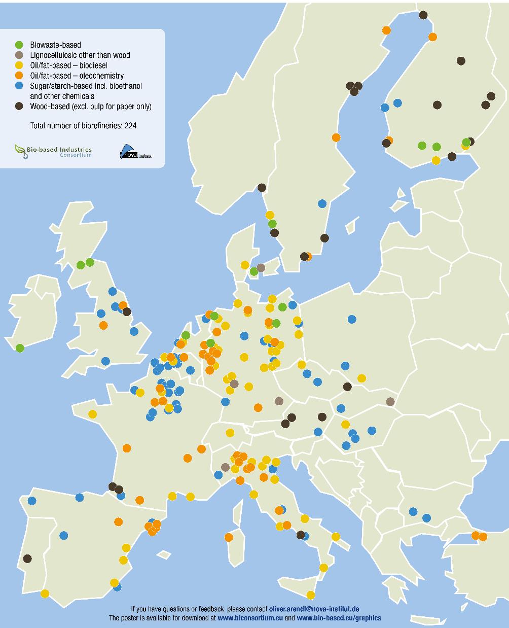 Mapping of the biorefineries in EU Offer Biorefineries Nr.