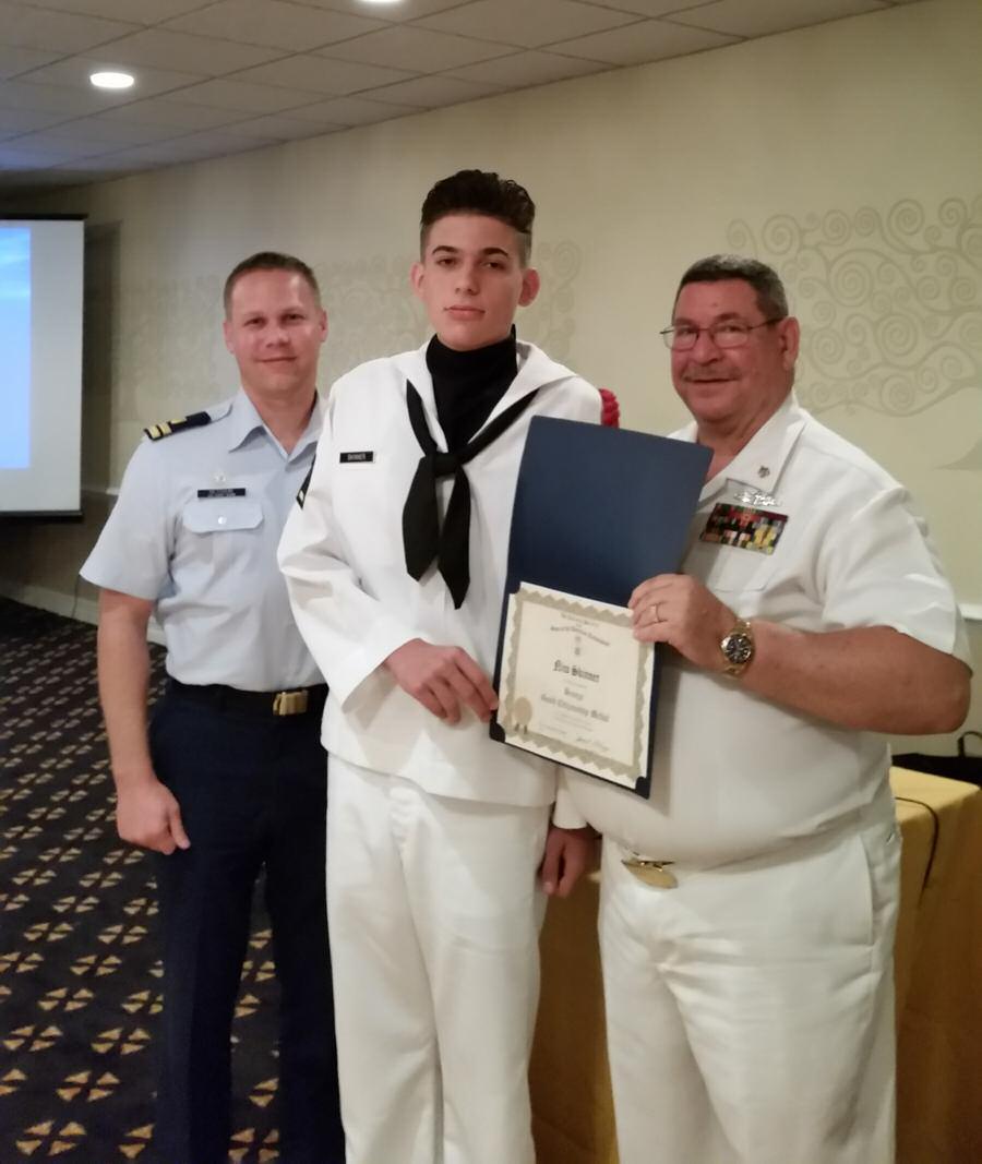 Joanne Lewis for the Oren R. Lewis Sea Cadet Scholarship, which supported their summer trainings.