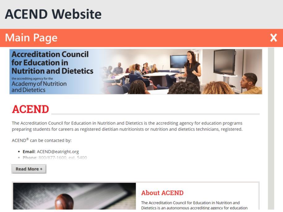 Now, we will review the ACEND website and portal which provides program directors with a variety of information to reference.