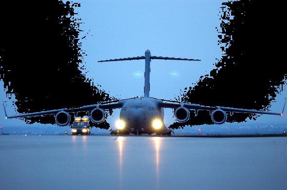 The C-17 Globemaster III A high-wing, 4-engine, T-tailed military-transport aircraft, the multi-service C-17