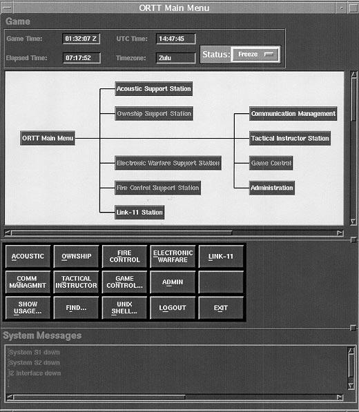 10 Fig. 5. ORTT main menu HMI 1. CCS Software and Hardware. The heart of the Halifax-class ship is the integrated command and control system (CCS).