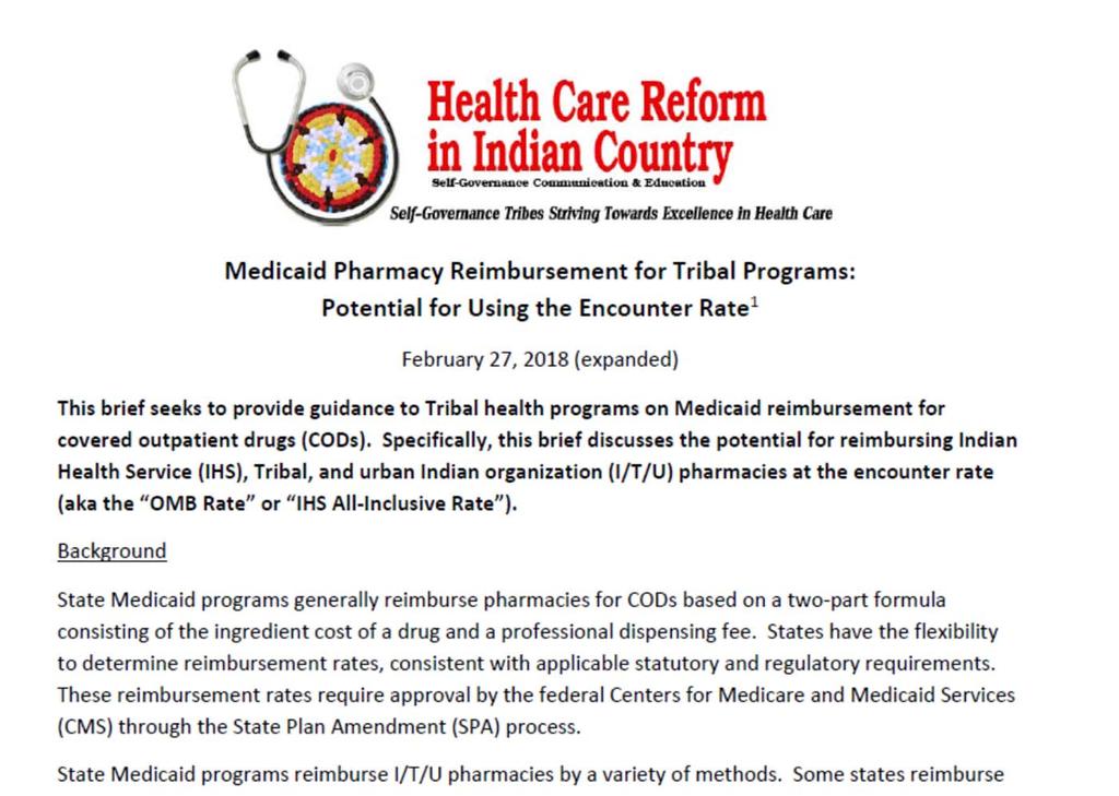 State by State Survey of Medicaid State Plans Regarding Reimbursement to I/T/U Pharmacies