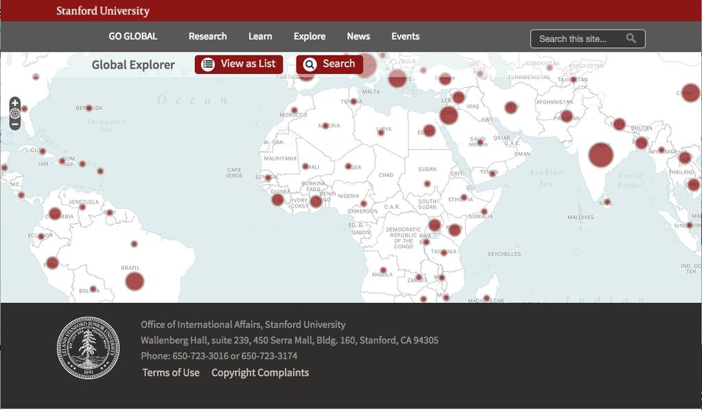 Example 3: Research GeoData to GoGlobal Stanford s Office of International Affairs