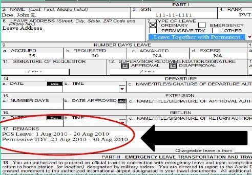MPS: DA Form 31 Leave Form Avail Date (that will be indicated on your orders) is normally the leave beginning date Permissive TDY has to be put into your leave form.