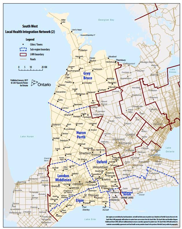 Sub-region geographies LHIN sub-regions are smaller geographies where LHINs will work with partners on a more coordinated and integrated system.