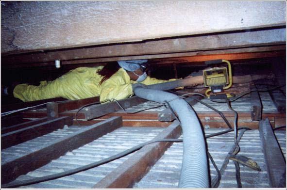A typical row home attic Spray