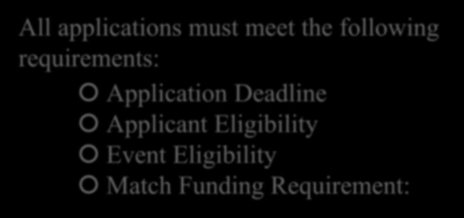 Application Requirements All applications must meet the following requirements:
