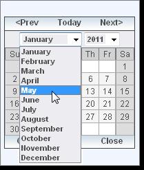 5. Select the Project Start Date and Project End Date. Result: A calendar opens.