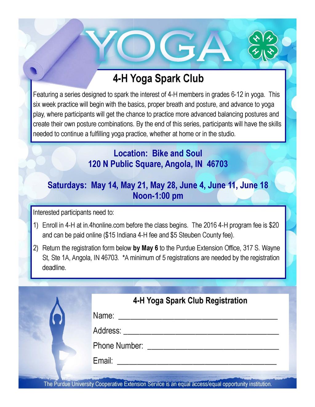 Page 8 CLOVER CONNECTION 4-H Camp for Grades 3-6 4-H Camp will be June 6-8 this year at Camp Mack in Milford, Indiana! Registrations are due May 15 and will be collected in two ways this year.