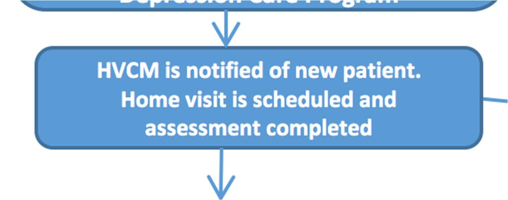 Home Visiting Care Manager (Diane) Notified of newly enrolled patient Home visit is scheduled In Home assessment is completed including: