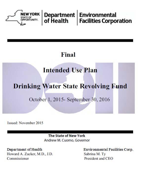 SRF Intended Use Plans 7 The CWSRF and DWSRF Annual Intended Use Plans describe the SRF program, identify available funds and the use of those