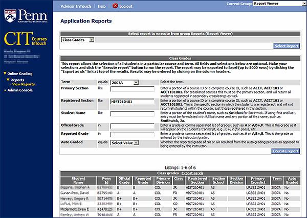 Class Grades Report The Class Grades report provides the functionality of listing information about student grades.