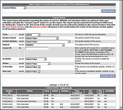 Course Status Report The Course Status report provides a point-in-time snapshot of grading status.
