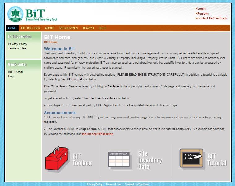 BIT (Brownfields Inventory Tool) www.tab-bit.org or www.ksutab.