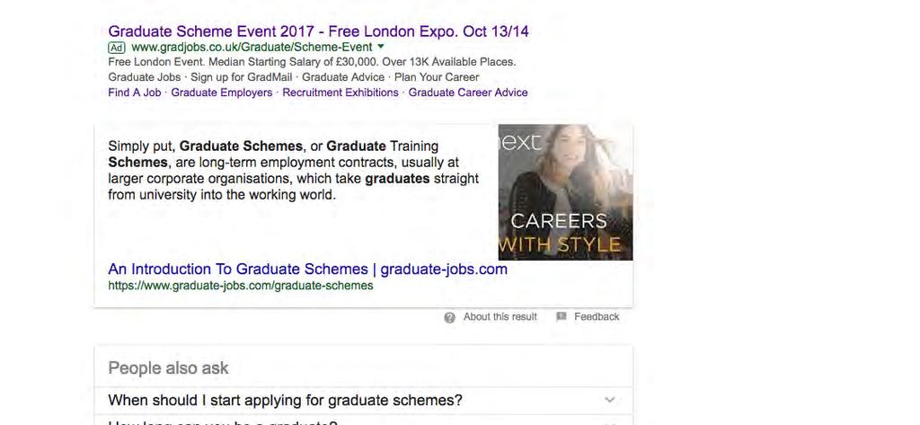 Examples Google Adwords Google Adwords runs throughout the year on GradJobs.