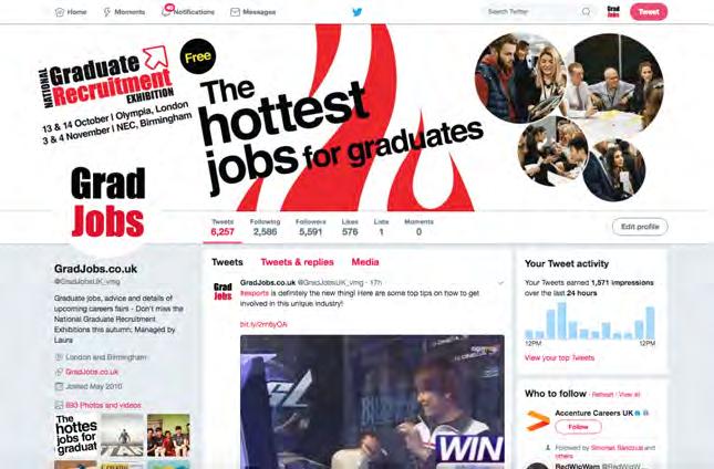 Twitter GradJobs runs a year-round campaign on Twitter, connecting to other users through short news