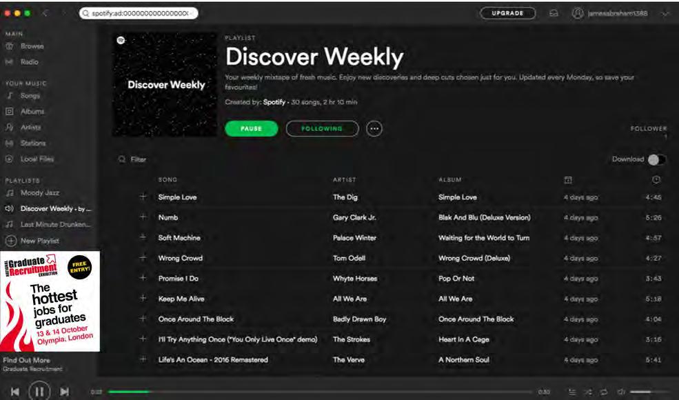 Spotify Radio and SMS A 30 second advertisement, with on-screen cover art, ran on Spotify for two weeks days from 25 September to 9 October to promote the event.