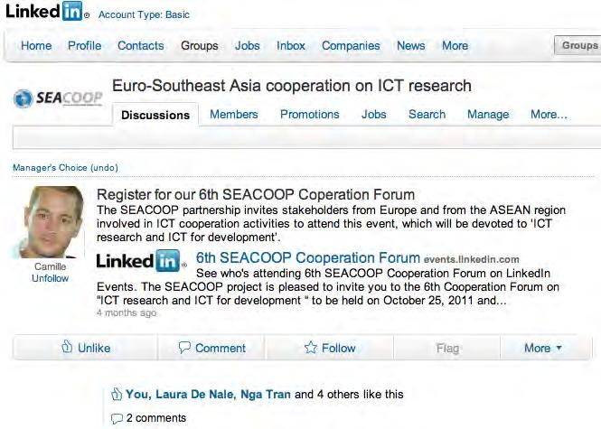 Page 14 SOCIAL NETWORKS News dedicated to the cooperation forum were also regularly posted on the EU-SEA